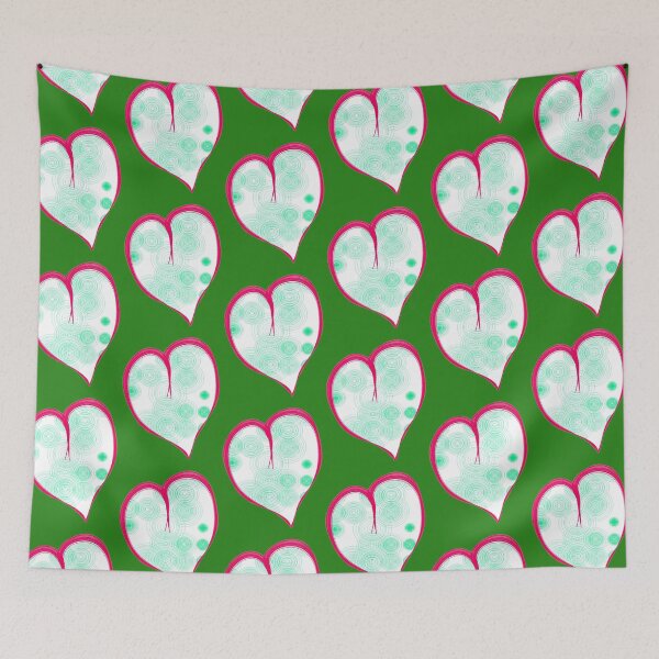 Item preview, red heart circle green background designed and sold by miaterinka.