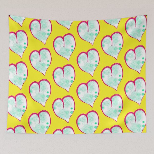 Item preview,   red heart circle yellow background designed and sold by miaterinka.