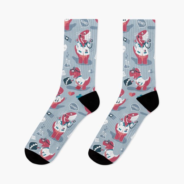 Item preview, The good reptile // pale blue background red t-rex dinosaur doctors or nurses designed and sold by SelmaCardoso.