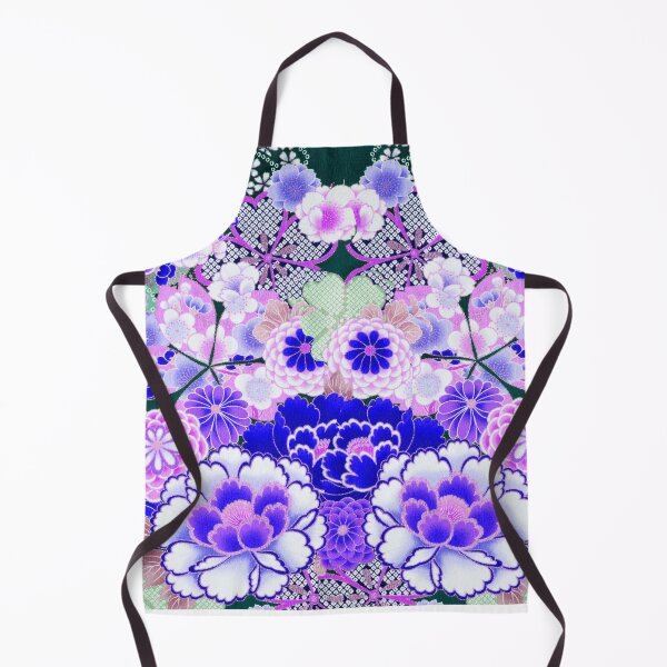 Item preview, ANTIQUE JAPANESE FLOWERS Blue Green Pink White Wild Roses Kimono Style Floral designed and sold by BulganLumini.