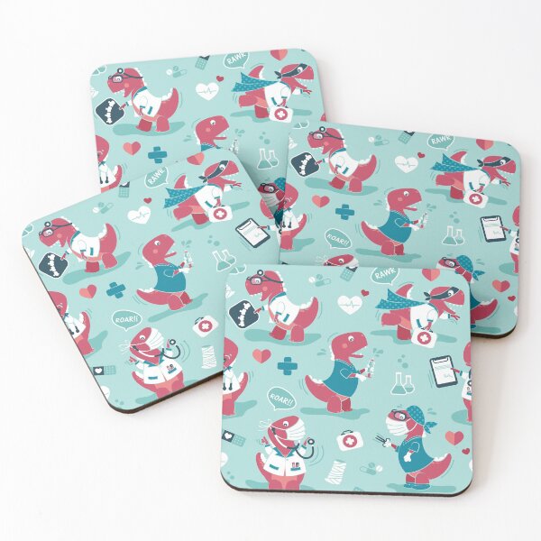 Item preview, The good reptile // aqua background red t-rex dinosaur doctors or nurses designed and sold by SelmaCardoso.