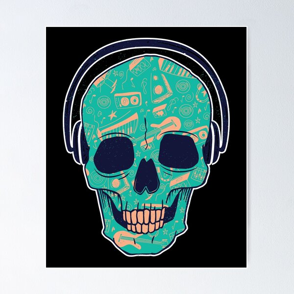 Item preview, Skull With Headphones designed and sold by DavinciStore21.