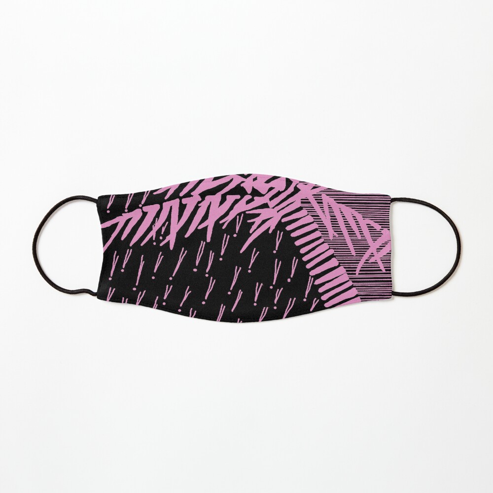 Tropical Rain Cuba Pink on Black Mask