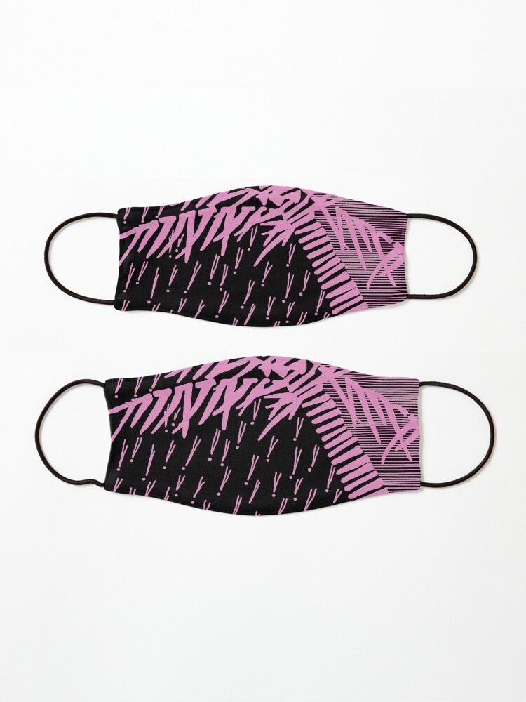 Alternate view of Tropical Rain Cuba Pink on Black Mask