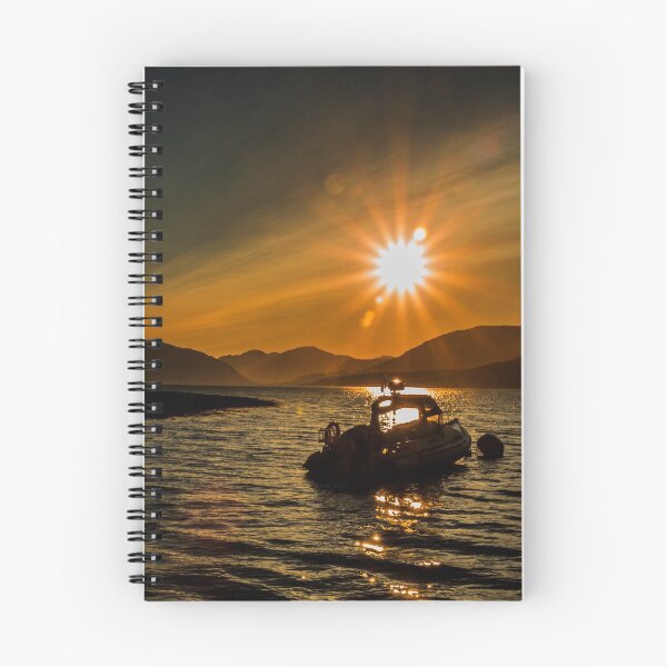 Item preview, Sunset Fishing Boat Ballachulish Scotland designed and sold by Stravaigin.