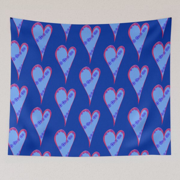 Item preview, red heart blue star blue background designed and sold by miaterinka.