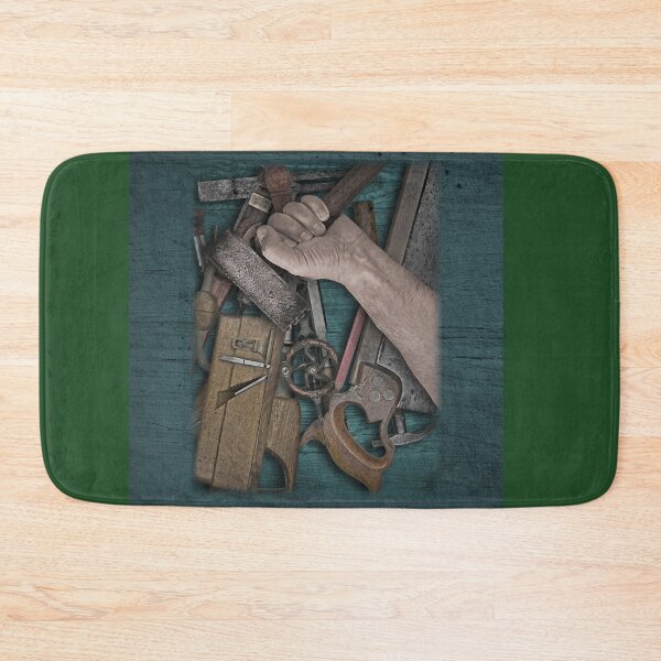 Item preview, vintage woodworking tools on wooden bench designed and sold by Val Goretsky.