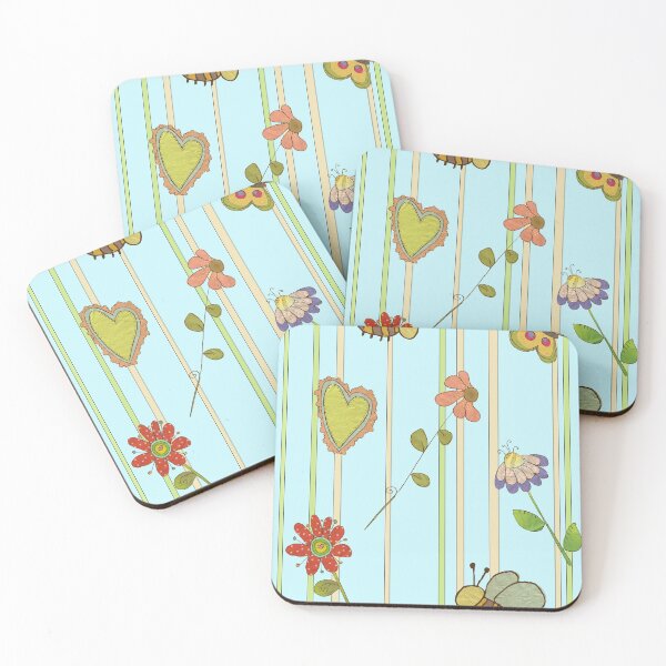 Item preview, Bees in blue with flowers designed and sold by susanvarleyart.