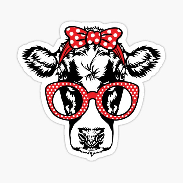 Cow Wearing Yellow Sunglasses; Aqua Triangle Sticker