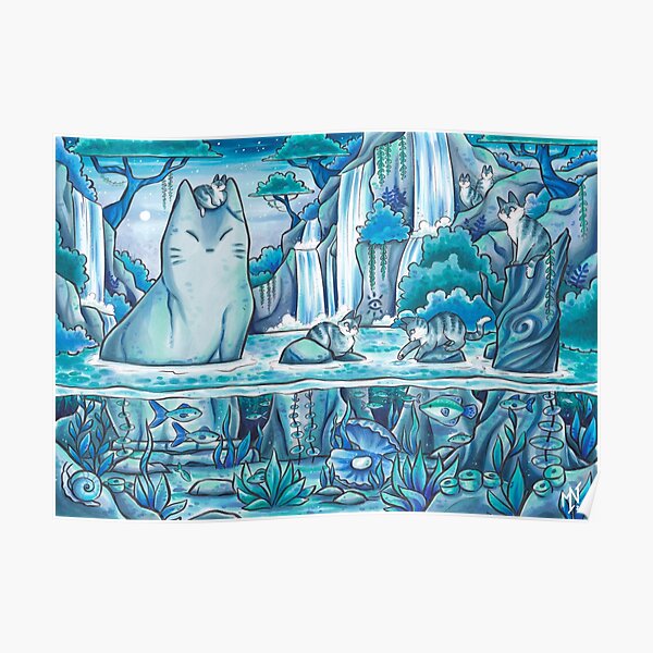 Mysterious Jungle Cat Pond Poster