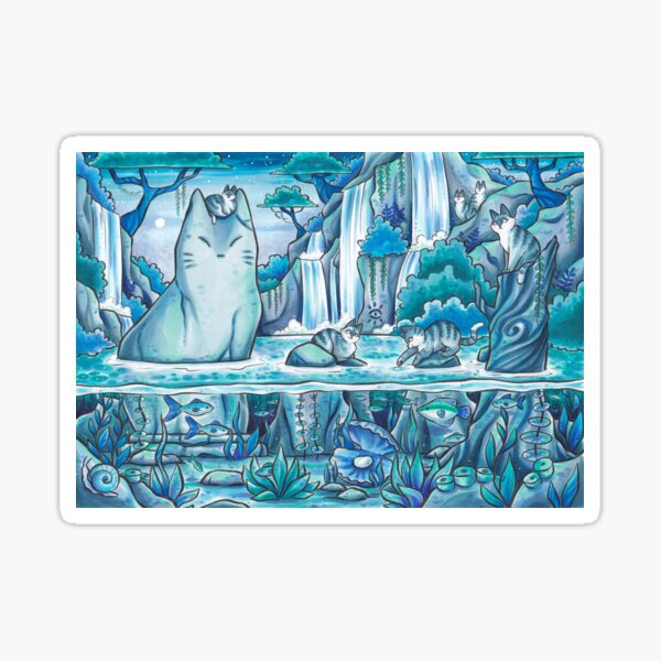 Vista previa del artículo con la obra «Estanque misterioso del gato de la selva», diseñado y vendido por kattvalk.