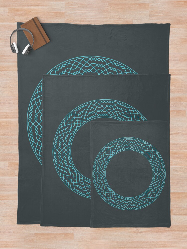 Thumbnail 5 of 6, Throw Blanket, Double Norwich Court Bob Major Method Wreath — Blanket (Blue) designed and sold by RingingRoom.