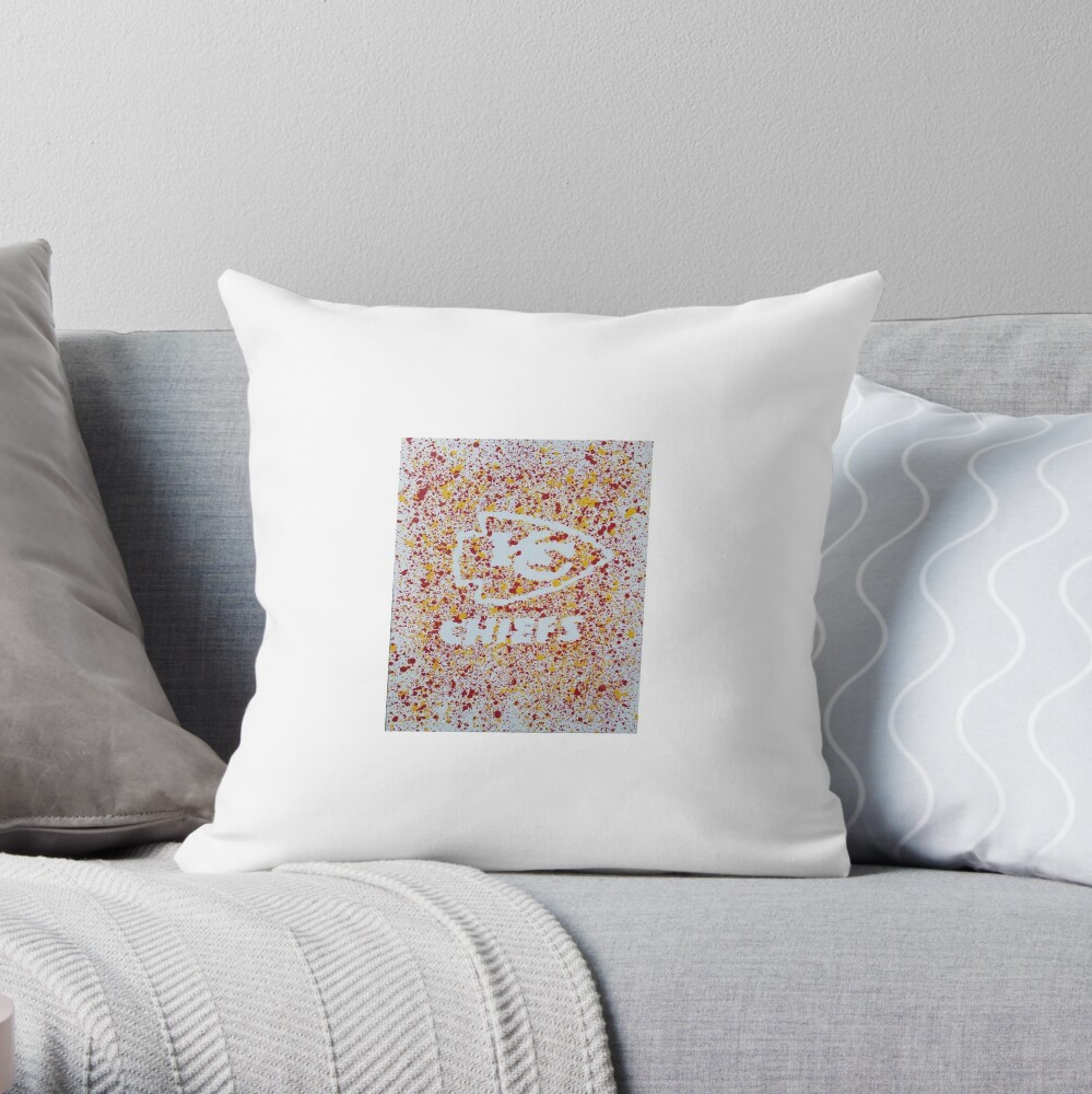 Kansas City Chiefs Football Logo Splatter Painting Throw Pillow