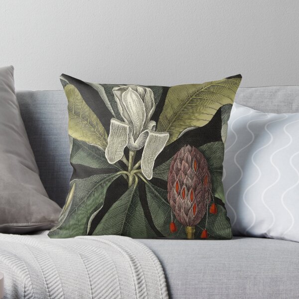 Vintage Tropical Umbrella Tree Throw Pillow