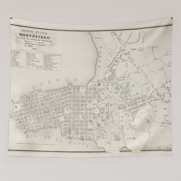 Item preview, Vintage Map of Montevideo Uruguay (1865) designed and sold by BravuraMedia.