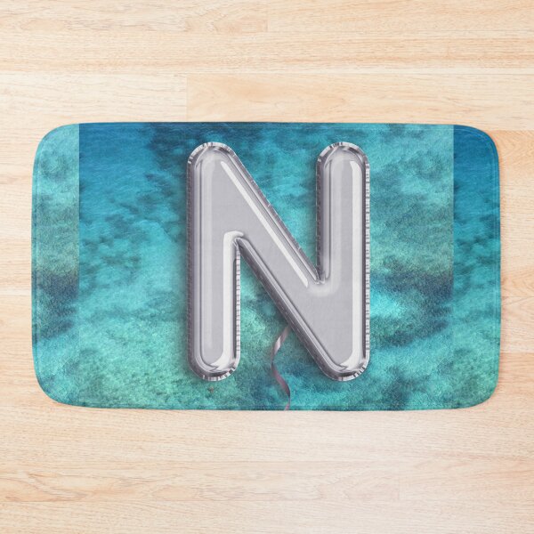 Item preview, Monogram Letter N, N in Silver, N in Ocean Blue, Cute Monogram, N Balloon, Ocean and Sea designed and sold by Londonluxie.