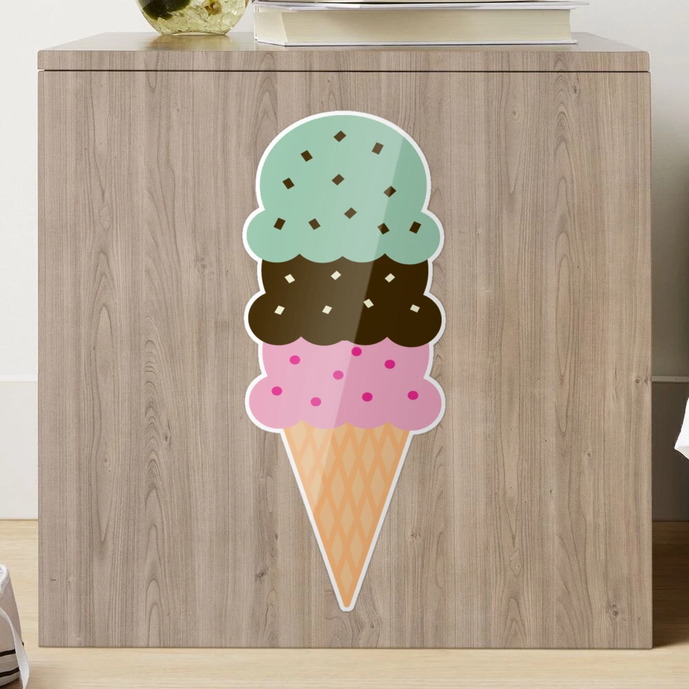 Triple Scoop Ice Cream Cone Sticker for Sale by Jessica Johansson