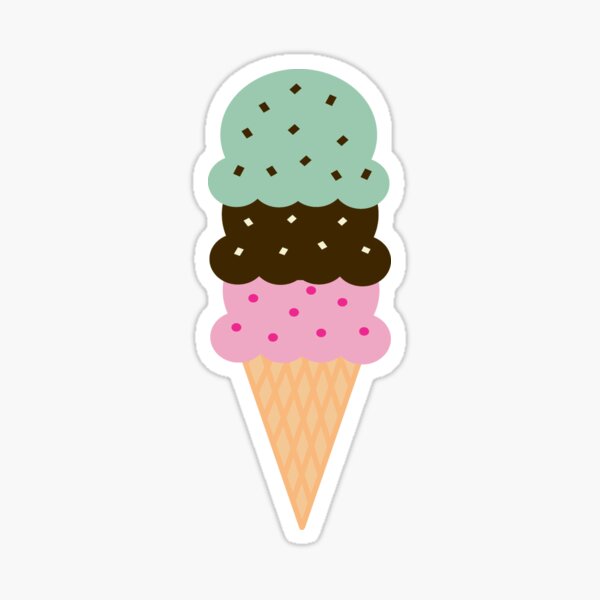 Triple Scoop Ice Cream Cone Sticker for Sale by Jessica Johansson