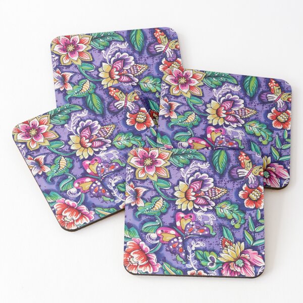 Item preview, Butterfly Floral on Purple Ground designed and sold by Leslie Rogers Todder.