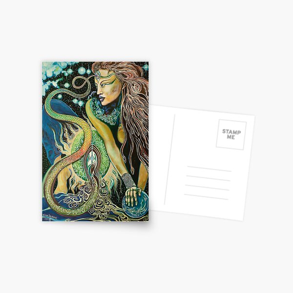 Regenbogenschlange Kundalini Priesterin Postkarte