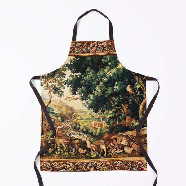 Aperçu de l'œuvre ANIMAUX SAUVAGES, OISEAUX ET CASCADES DANS LES BOIS Tapisserie flamande pittoresque créée et vendue par BulganLumini.