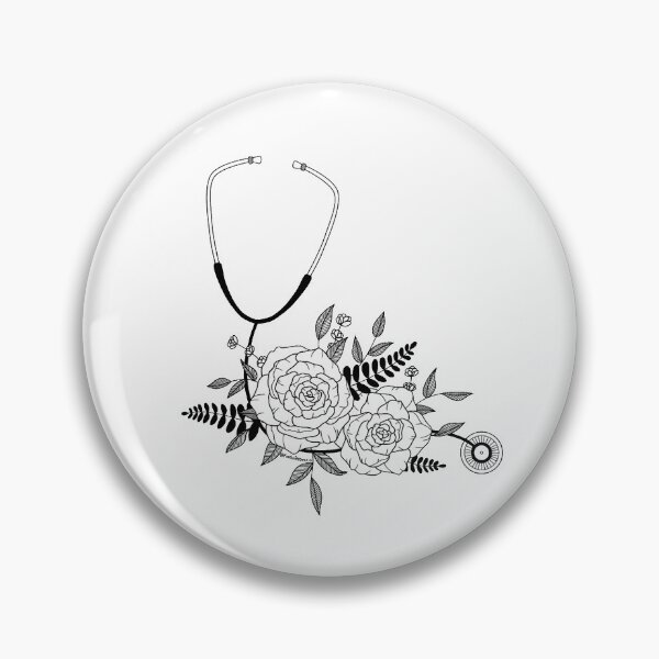 Item preview, Stethoscope Flowers, Black and White  designed and sold by KaelaRebeccaArt.