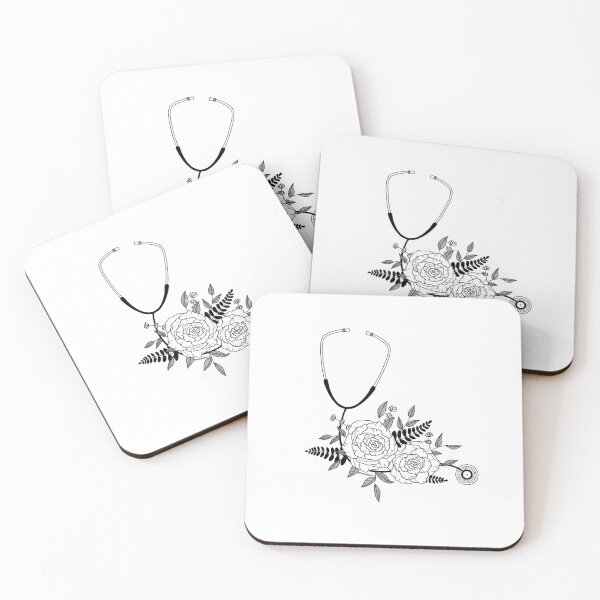 Item preview, Stethoscope Flowers, Black and White  designed and sold by KaelaRebeccaArt.