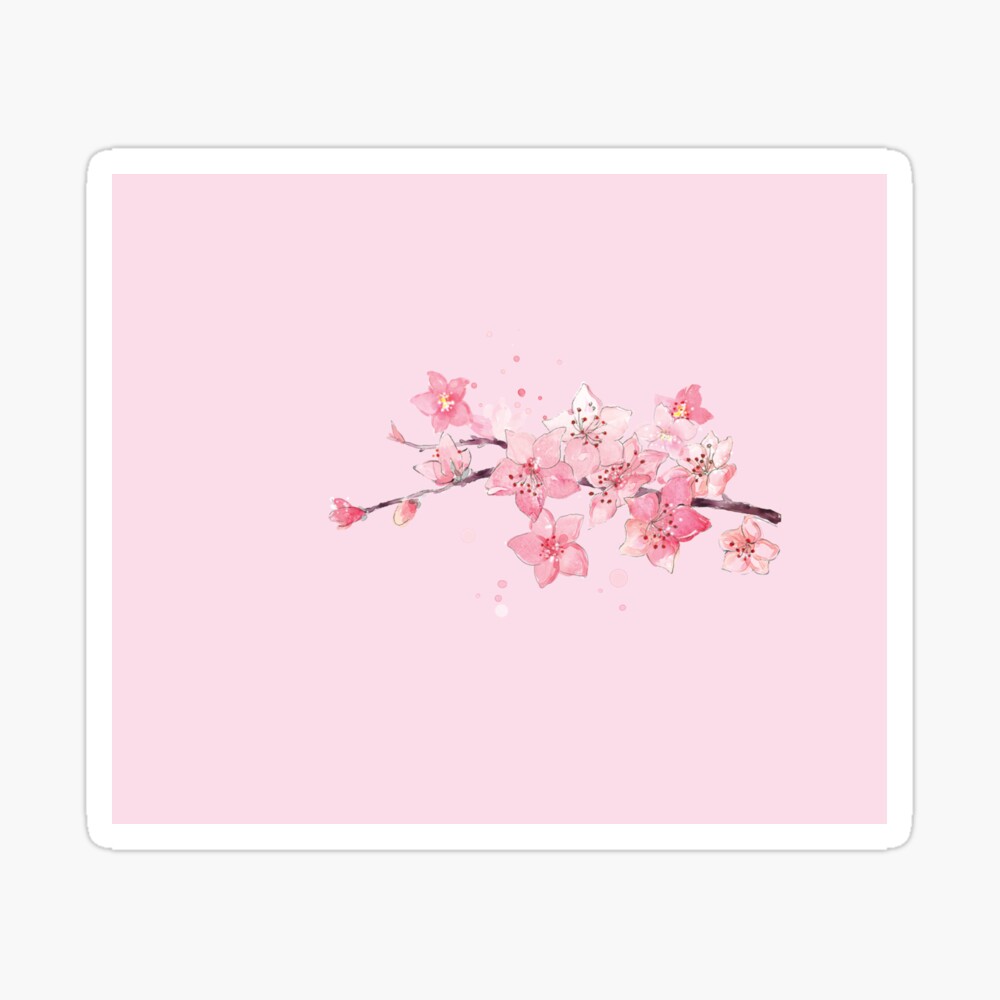 Floral Cherry Blossoms Pink White Monogram Ruler