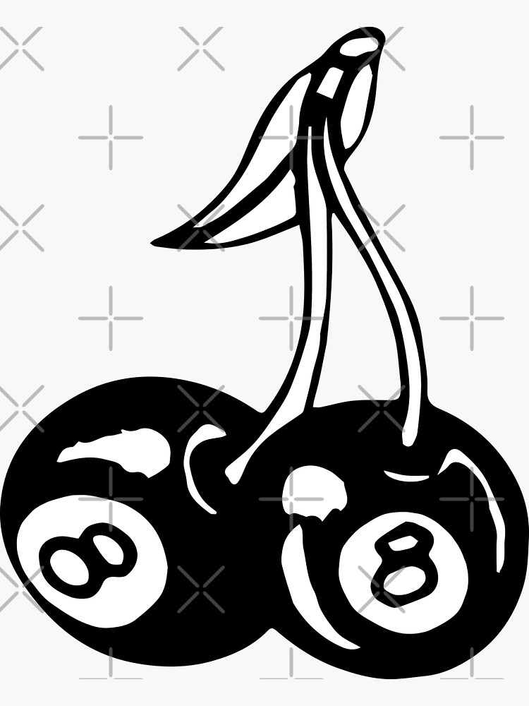 Aesthetic 8-Ball Cherries  Sticker for Sale by cloudvity