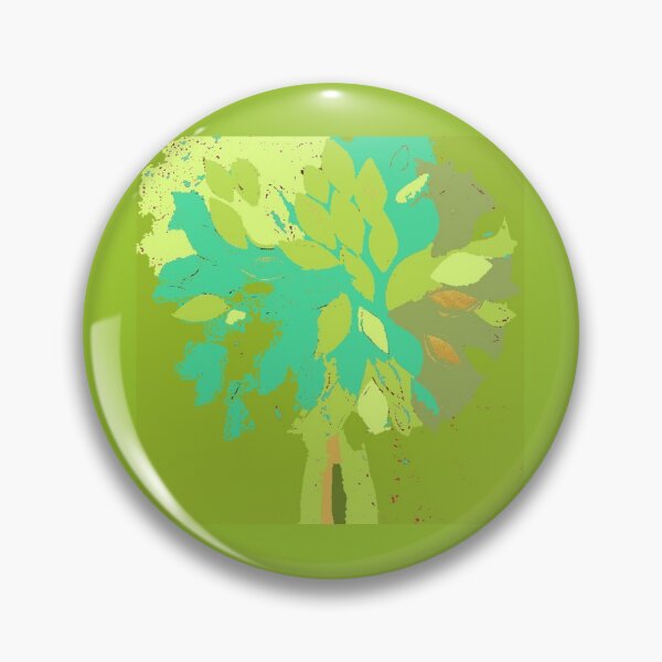Item preview, Tree, summer leaf green teal blue yellow gold fiber art textile mixed media digital designed and sold by djrunnels.