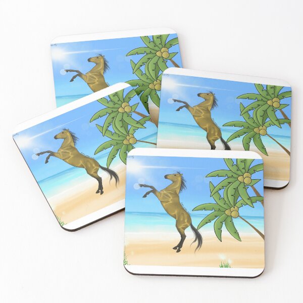 Item preview, Dun horse rearing on a beach designed and sold by shandys-art.