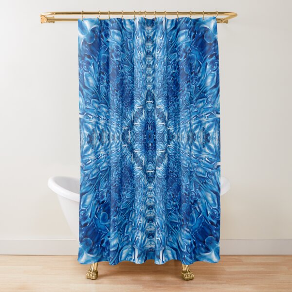 Velvet Splash bloom blue ocean waves pattern 1 Shower Curtain