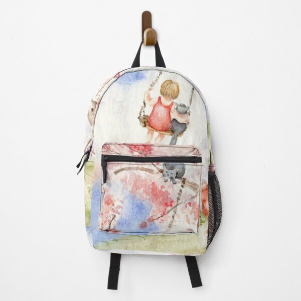 Item preview, Girl on a Sakura Tree Swing with Cats designed and sold by Goosi Art.