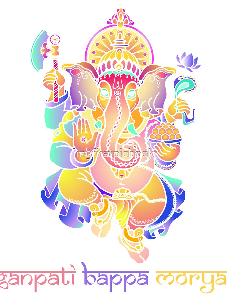 Ganpati Bappa Morya Text With Lord Ganesha Image Kids T Shirt By Myfirstpicbook Redbubble