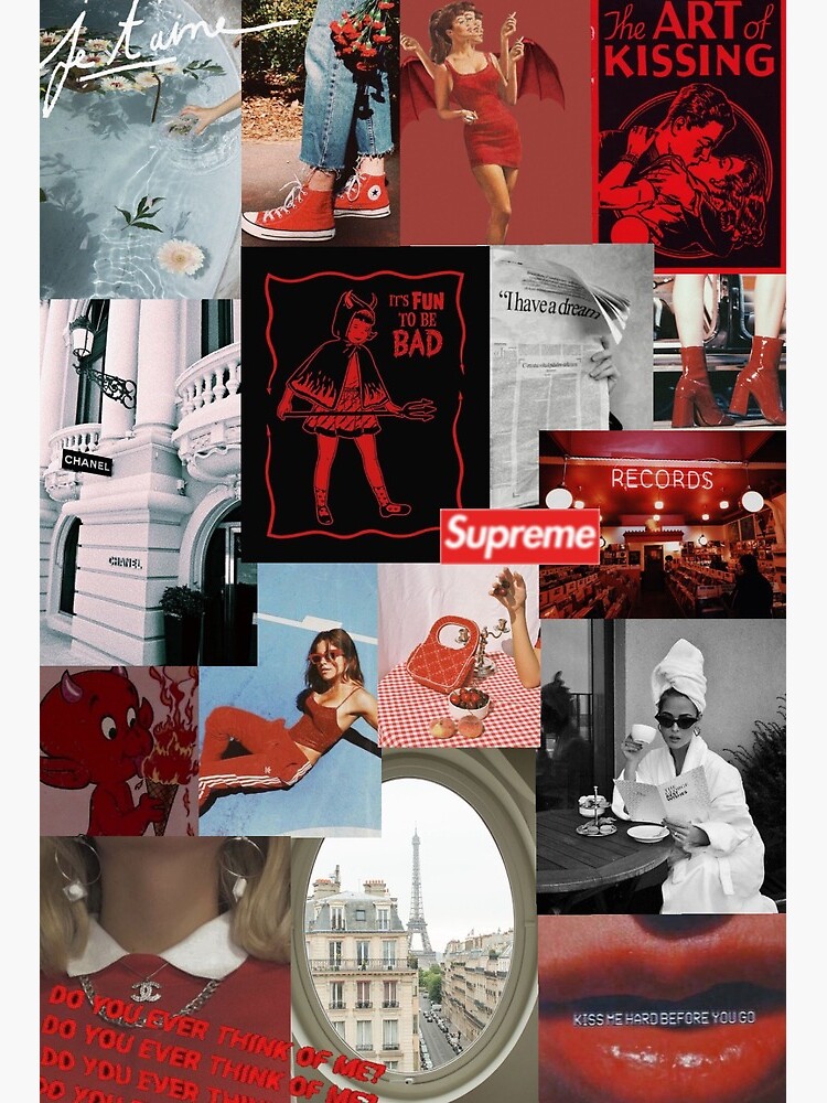 Red Aesthetic Collage Art Board Print For Sale By Ashcola Redbubble