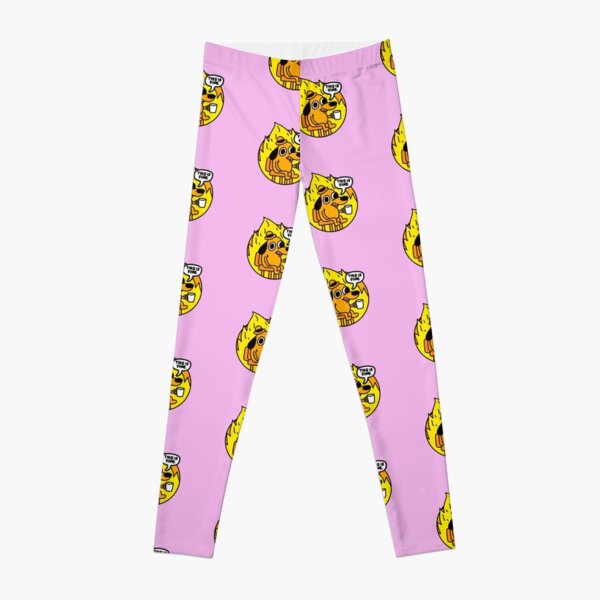 This is Fine Doggo | This is Fine Dog | This is Fine Meme - Pink Background Leggings