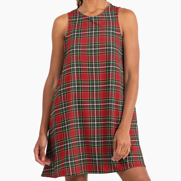 O'connell Tartan Red And Black Irish Plaid Tartan A-Line Dress