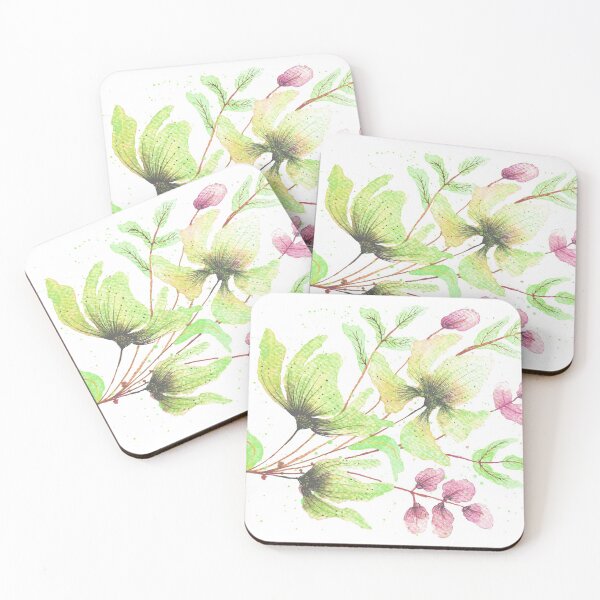 Item preview, Beautiful Green Yellow Pink flowers with leaves designed and sold by Maitri-Sanghvi1.