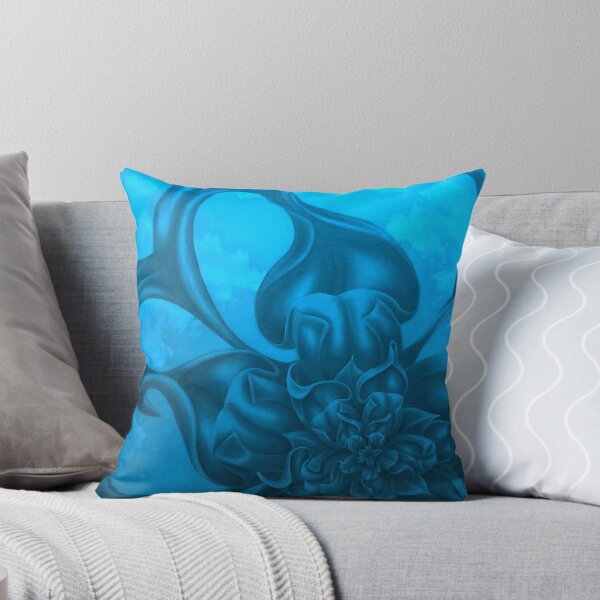 Blue Bloom Throw Pillow
