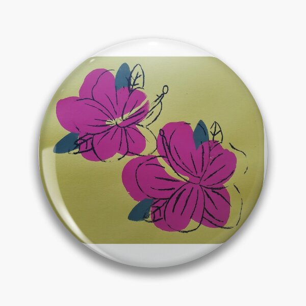 Item preview, Hibiscus Flower Screen Print on Yellow  designed and sold by BritW1509.