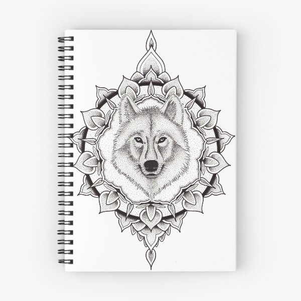 Item preview, Pen and ink dotwork wolf mandala designed and sold by René Voortwist Pen and Ink art.