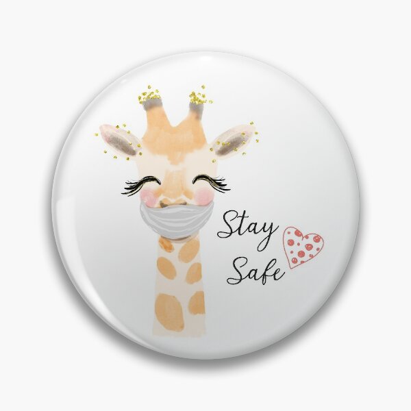 Restez en sécurité, masque de girafe Badge