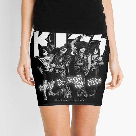 KISS ® Rock & Roll All Nite - Full Black and White Mini Skirt