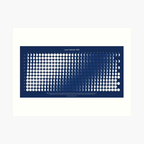 Lunar Calendar for 2020 Art Print