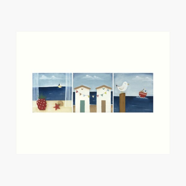 Costal Shabby - triptic Art Print