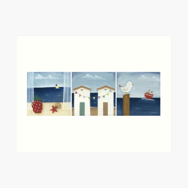 Costal Shabby - triptic Art Print