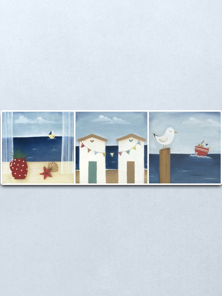 Alternate view of Costal Shabby - triptic Metal Print