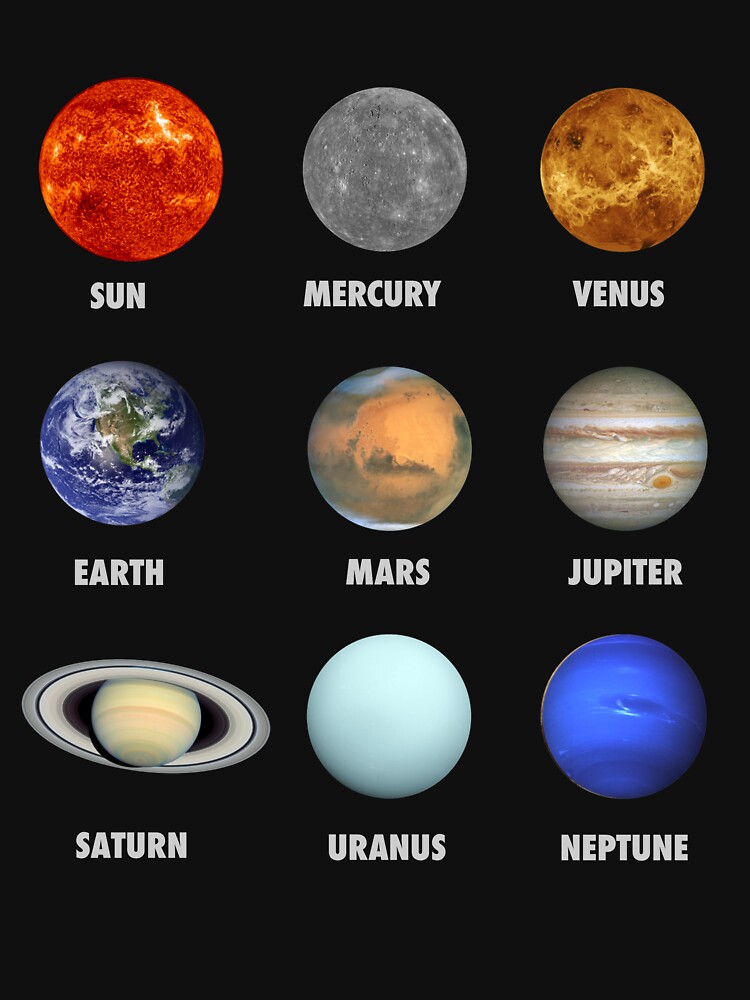 "Planets of The Solar System and The Sun" T-shirt for Sale by vladocar ...