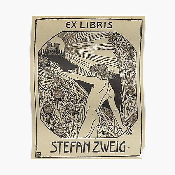 HD. Ex libris Stefan Zweig, Reading, by Ephraim Moshe Lilien Poster