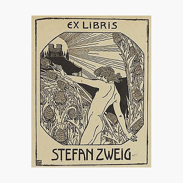 HD. Ex libris Stefan Zweig, Reading, by Ephraim Moshe Lilien Photographic Print